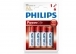 Philips LR6P4B/97 Alkalin Kalem AA 4 l Pil